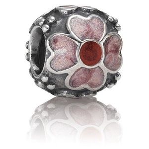 Pandora Authentic Sterling Silver Enamel Flower (pink/red) Charm